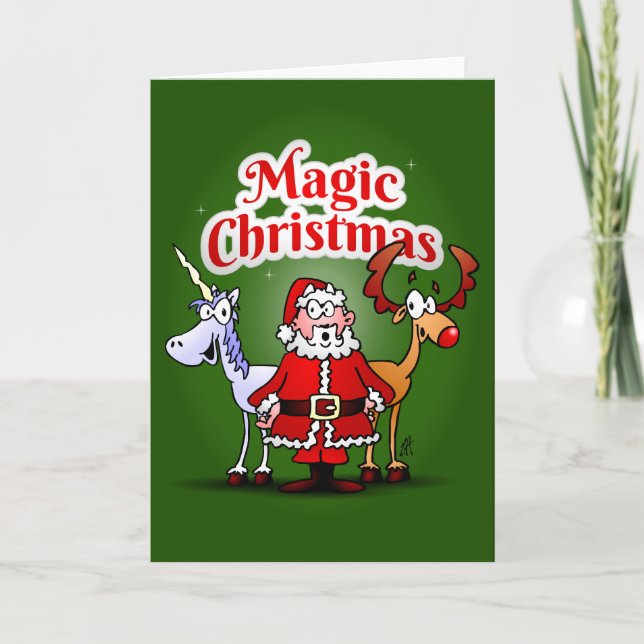 Magic Christmas with a unicorn Holiday Card (Front)