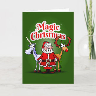 Magic Christmas with a unicorn Holiday Card
