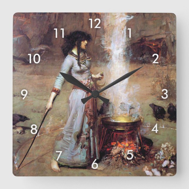 Magic Circle, John William Waterhouse Square Wall Clock (Front)