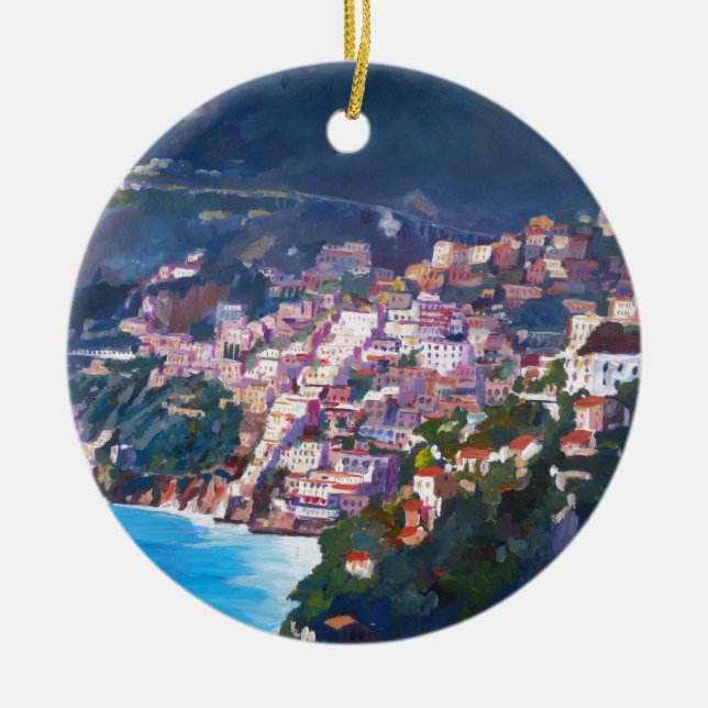 Magic Coastline and Scenery in Amalfi, Italia Ceramic Tree Decoration (Front)