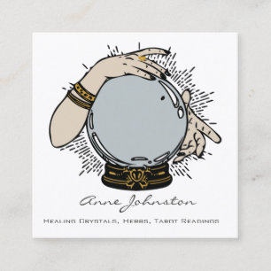 Magic Crystal Ball and Hands Square Business Card