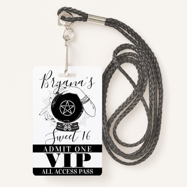Magic Crystal Ball Fortune Teller Party VIP Pass ID Badge (Front with Lanyard)