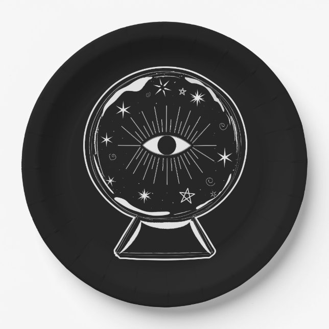 Magic Crystal Ball Scry Seeing Eye Tells All Paper Plate (Front)
