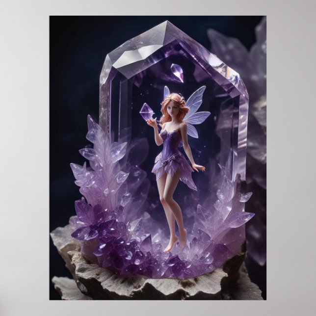 Magic Crystals Amethyst Fairy Wall Art (Front)