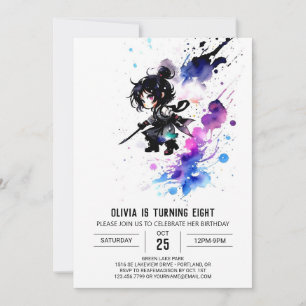 Magic Custom Ninja Digital Girl Birthday Invitation