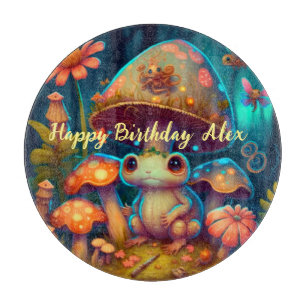 Magic cute frog mushroom cutting board