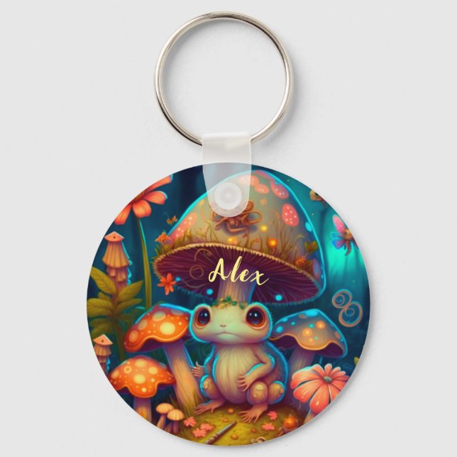Magic cute frog mushroom Keychain (Front)
