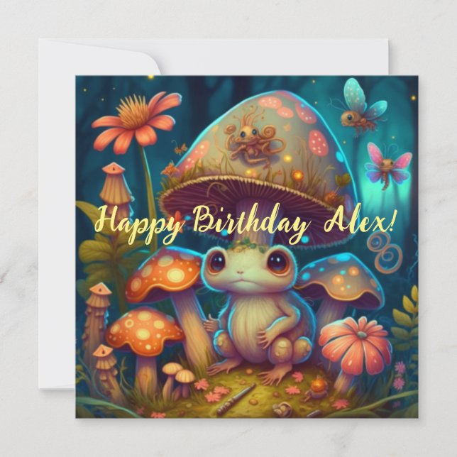 Magic cute frog mushroom thank you card (Front)