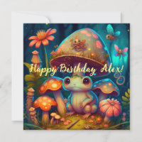 Magic cute frog mushroom