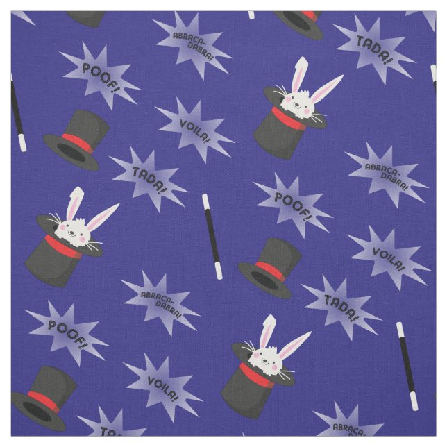 Magic Cute Magician Rabbit in Hat Fabric (Swatch)