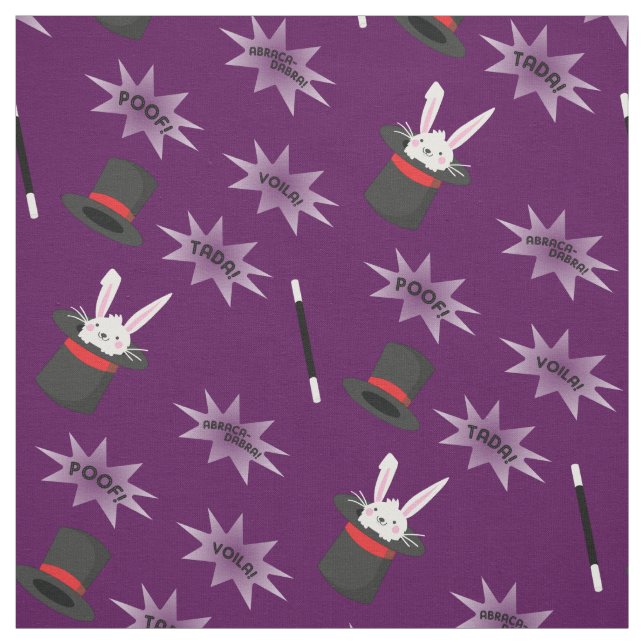 Magic Cute Magician Rabbit in Hat Fabric (Swatch)