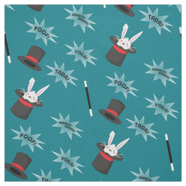 Magic Cute Magician Rabbit in Hat Fabric (Swatch)