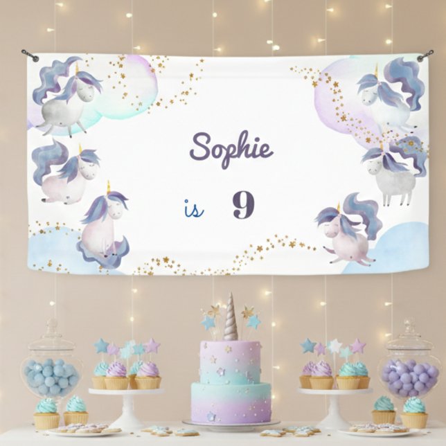 Magic cute unicorns kids birthday banner (Creator Uploaded)