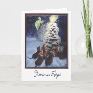 Magic Dachshund Christmas Holiday Card