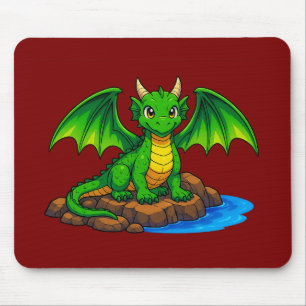 Magic dragon sitting on the rocks mouse pad