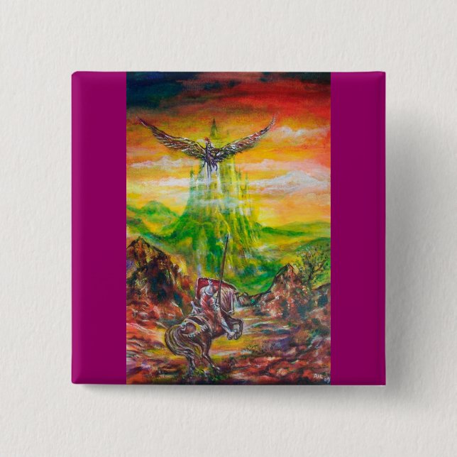 MAGIC DUEL BETWEEN BRADAMANT AND NEGROMANCER 15 CM SQUARE BADGE (Front)