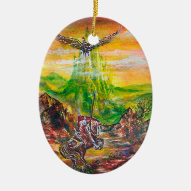 MAGIC DUEL BETWEEN BRADAMANT AND NEGROMANCER CERAMIC ORNAMENT (Front)