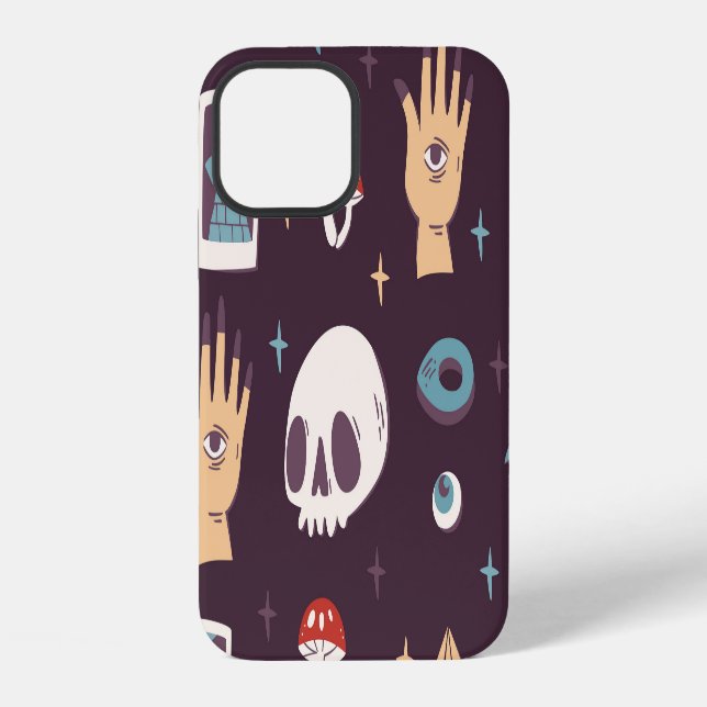 Magic elements: skull, tarot seamless iPhone case (Back)