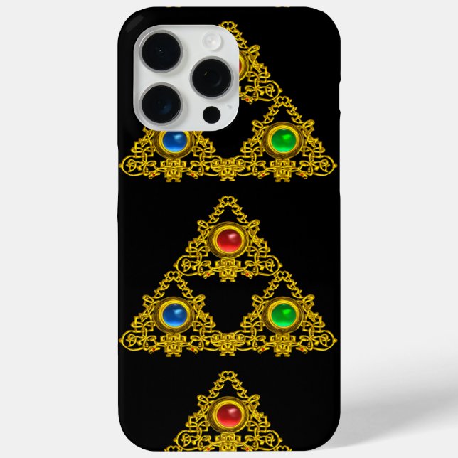 MAGIC ELFIC TALISMAN,BLACK GOLD TRIANGLE,GEMSTONES Case-Mate iPhone CASE (Back)