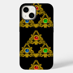 MAGIC ELFIC TALISMAN,BLACK GOLD TRIANGLE,GEMSTONES iPhone CASE
