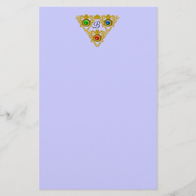 MAGIC ELFIC TALISMAN /GOLD TRIANGLE  Blue Stationery (Front)
