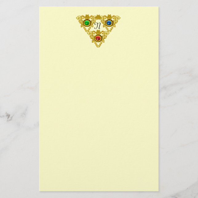 MAGIC ELFIC TALISMAN /GOLD TRIANGLE  Cream Stationery (Front)