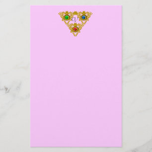 MAGIC ELFIC TALISMAN /GOLD TRIANGLE Pink Stationery