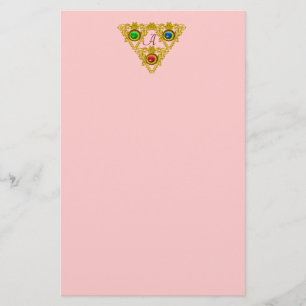 MAGIC ELFIC TALISMAN /GOLD TRIANGLE Pink Stationery