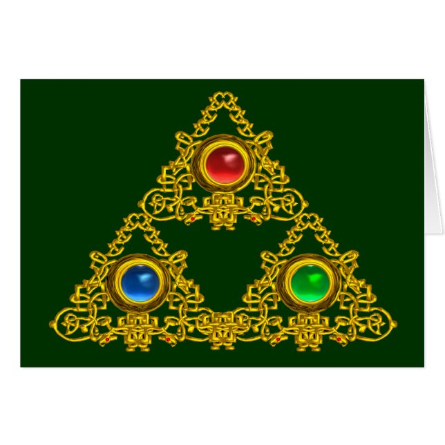 MAGIC ELFIC TALISMAN /GOLD TRIANGLE WITH GEMSTONES (Front Horizontal)