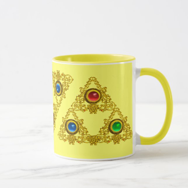 MAGIC ELFIC TALISMAN /GOLD TRIANGLE WITH GEMSTONES MUG (Right)