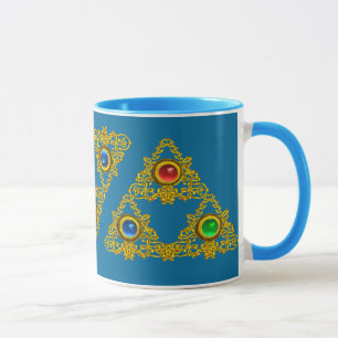 MAGIC ELFIC TALISMAN /GOLD TRIANGLE WITH GEMSTONES MUG