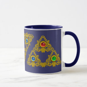 MAGIC ELFIC TALISMAN /GOLD TRIANGLE WITH GEMSTONES MUG