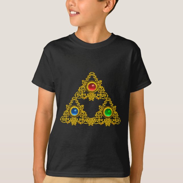 MAGIC ELFIC TALISMAN /GOLD TRIANGLE WITH GEMSTONES T-Shirt (Front)