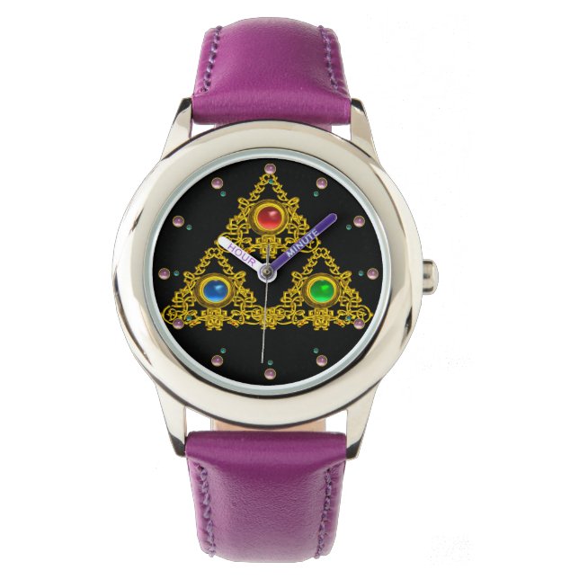 MAGIC ELFIC TALISMAN /GOLD TRIANGLE WITH GEMSTONES WATCH (Front)