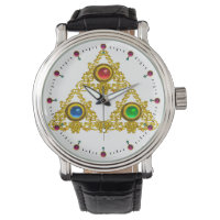 MAGIC ELFIC TALISMAN /GOLD TRIANGLE WITH GEMSTONES