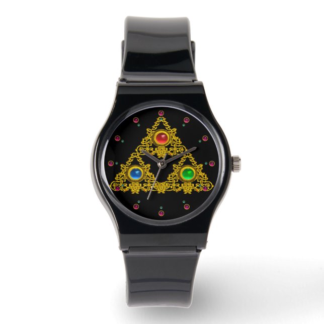 MAGIC ELFIC TALISMAN /GOLD TRIANGLE WITH GEMSTONES WATCH (Front)