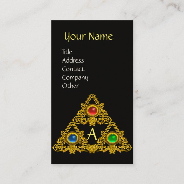 MAGIC ELFIC TALISMAN MONOGRAM,Black Business Card (Front)