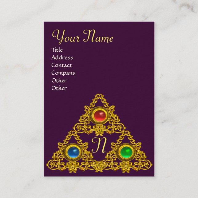 MAGIC ELFIC TALISMAN MONOGRAM,purple Business Card (Front)