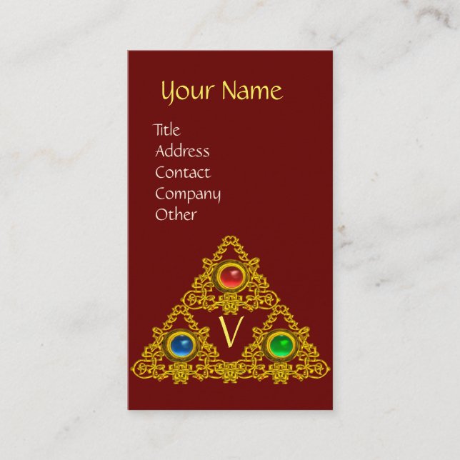 MAGIC ELFIC TALISMAN MONOGRAM,Red Business Card (Front)