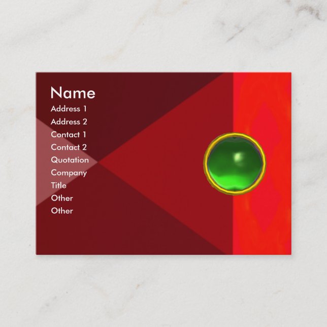 MAGIC EMERALD  , bright vibrant red pink green Business Card (Front)