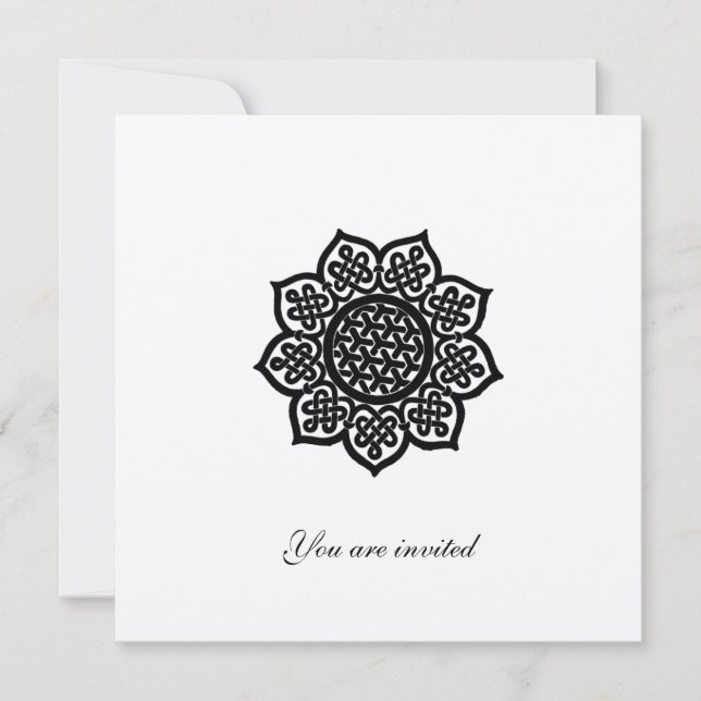 MAGIC EVENT Black White Celtic Knot Sunflower Invitation (Front)