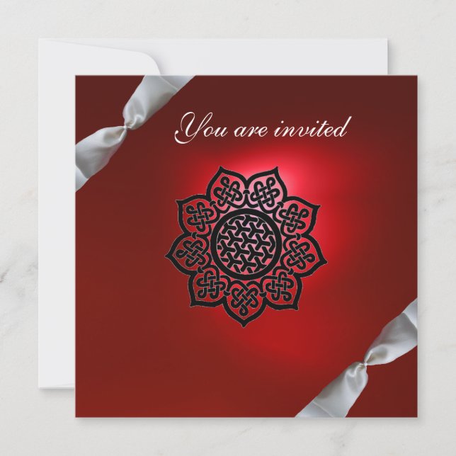 MAGIC EVENT ribbon white red champagne Invitation (Front)