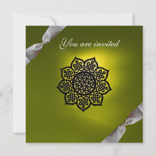 MAGIC EVENT ribbon white yellow champagne Invitation