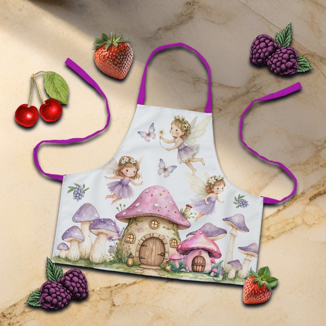 Magic Fairies Pink Mushrooms Kids Apron (Creator Uploaded)