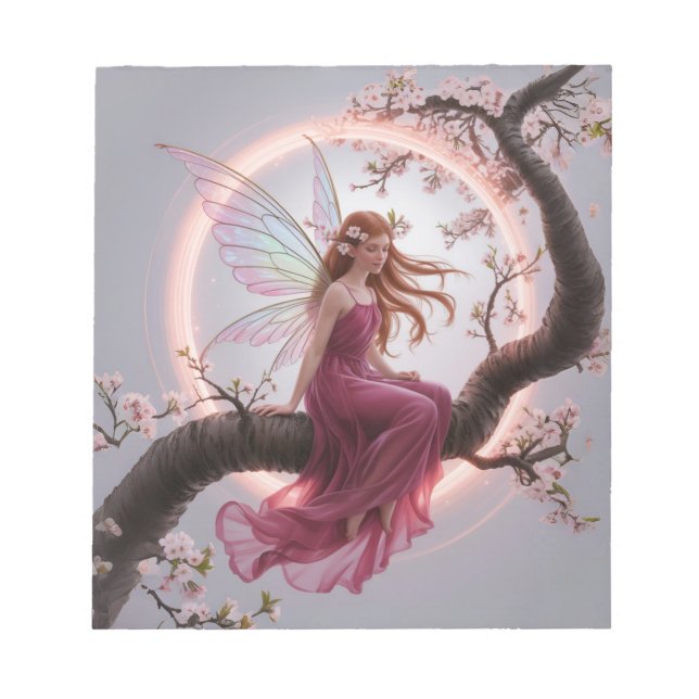 Magic Fairy Among Cherry Flowers - Illustration d Notepad (Front)