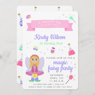 Magic Fairy Party   Girl's Birthday Celebration Invitation