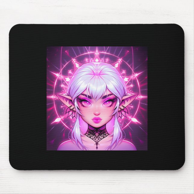 Magic Fantasy Elf Anime Girl Sticker  Mouse Pad (Front)