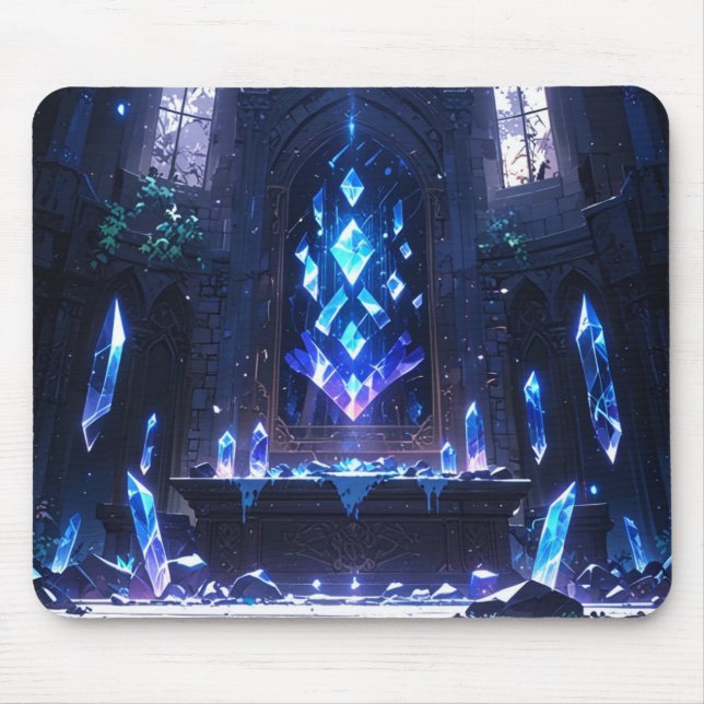 Magic Floating Crystals Fantasy Anime Mousepad (Front)
