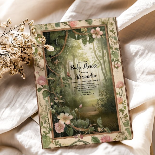 Magic Floral Forest Baby Shower Invitation (Creator Uploaded)