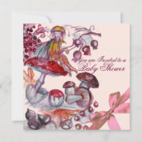 MAGIC FOLLET,MUSHROOMS ,PINK BOW BABY GIRL SHOWER